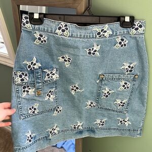 House of Holland Navy and White A-Line Mini Skirt